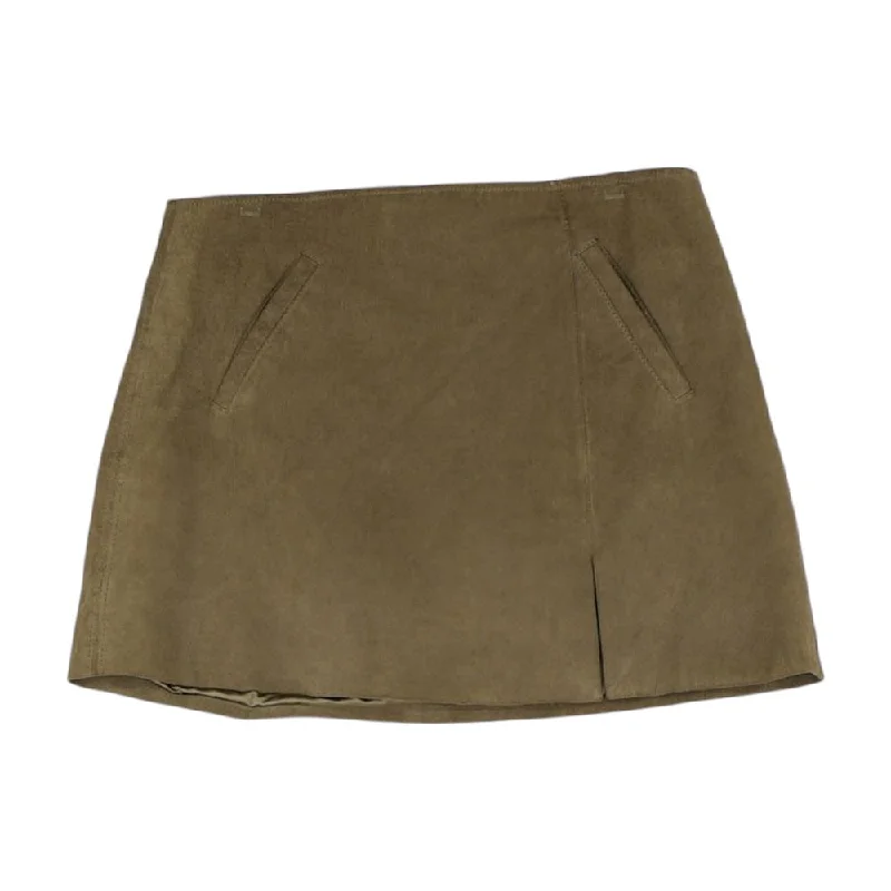 Beige Solid Mini Skirt patchwork skirt art