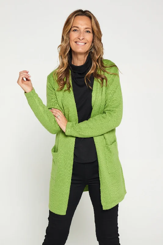 Salima Knit Cardigan - Green Fleece Cardigan Nylon Polyester