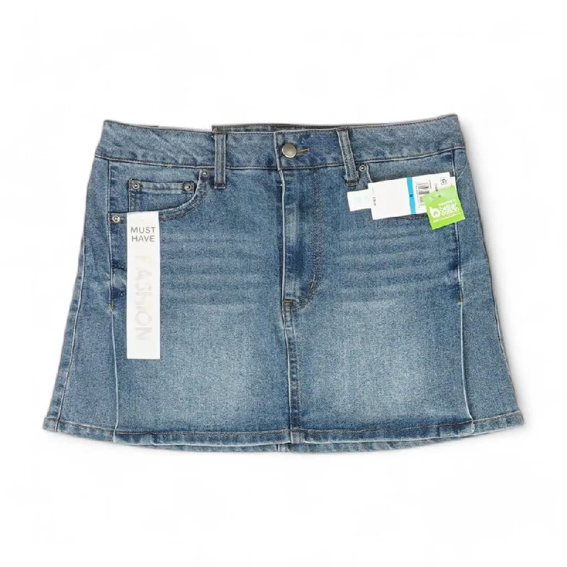 Blue Solid Mini Skirt boho skirt vibe