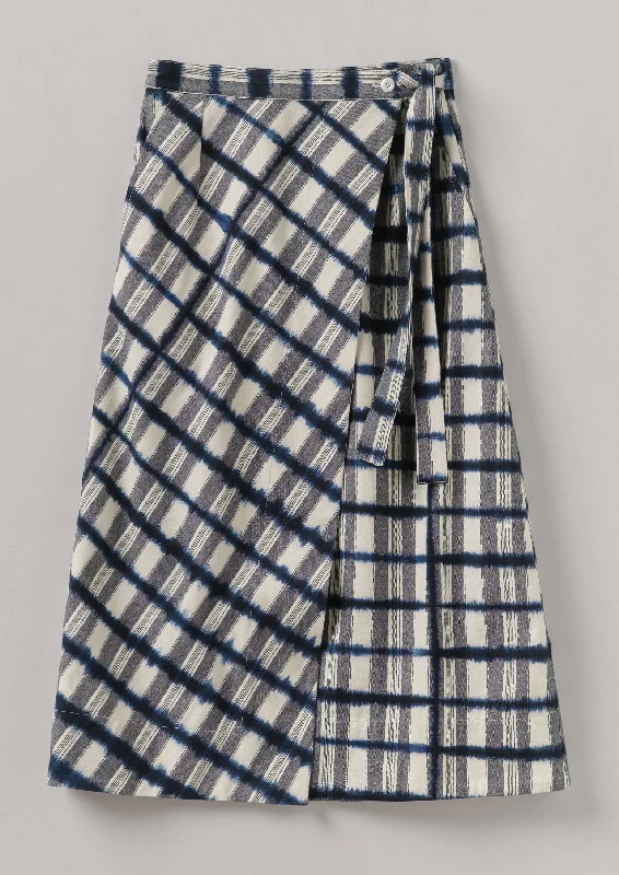Edo Stripe Wrap Skirt | Indigo chiffon skirt delicate