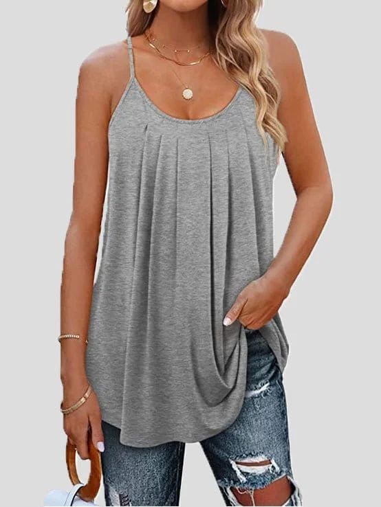 Women's Pleated Sleeveless Tank Top tie dye tank