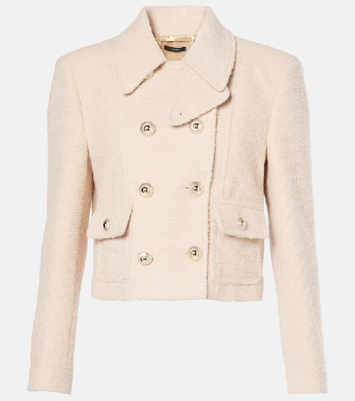Tom Ford Wool-blend boucl√É¬© jacket Stand-Up Collar Roll-Neck Collar Turtle Neck