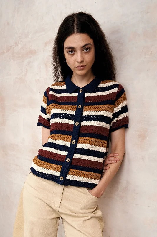CLARA - Organic Cotton Cardigan - Multi Collared Crew Neck Turtle Neck