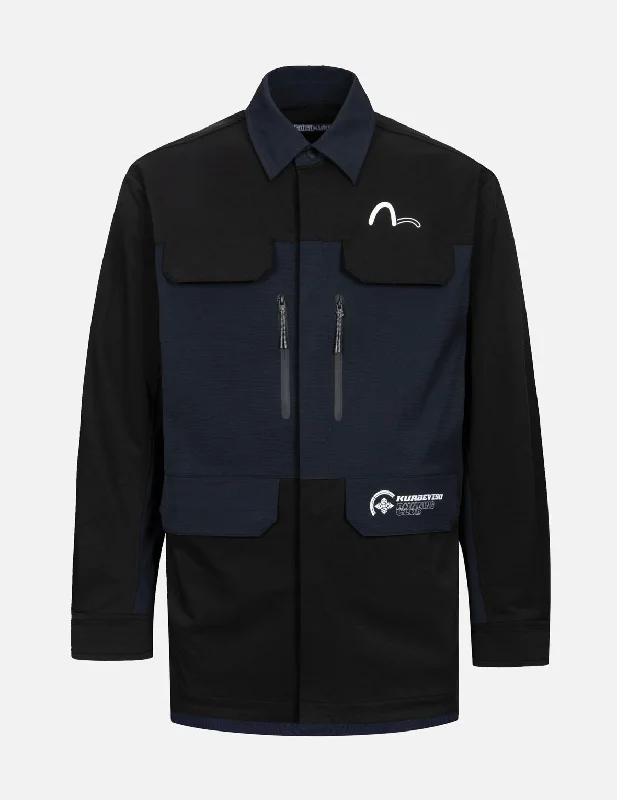 Multi-pocket Branding Print Regular Fit Shirt Jacket Front Pockets Side Pockets Patch Pockets