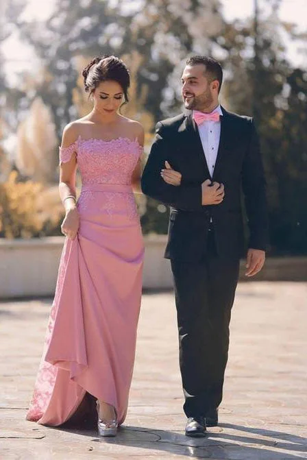 Applique Long Off the Shoulder Evening Formal Dress,Satin A line Party Dresses OKF34 Off-the-shoulder Bohemian Festive Applique Long Off the Shoulder Evening Formal Dress,Satin A line Party Dresses OKF34 Off-the-shoulder Bohemian Festive