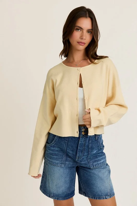 PREORDER - Lindsay Button Down Knit Cardigan Thin Thick Dense