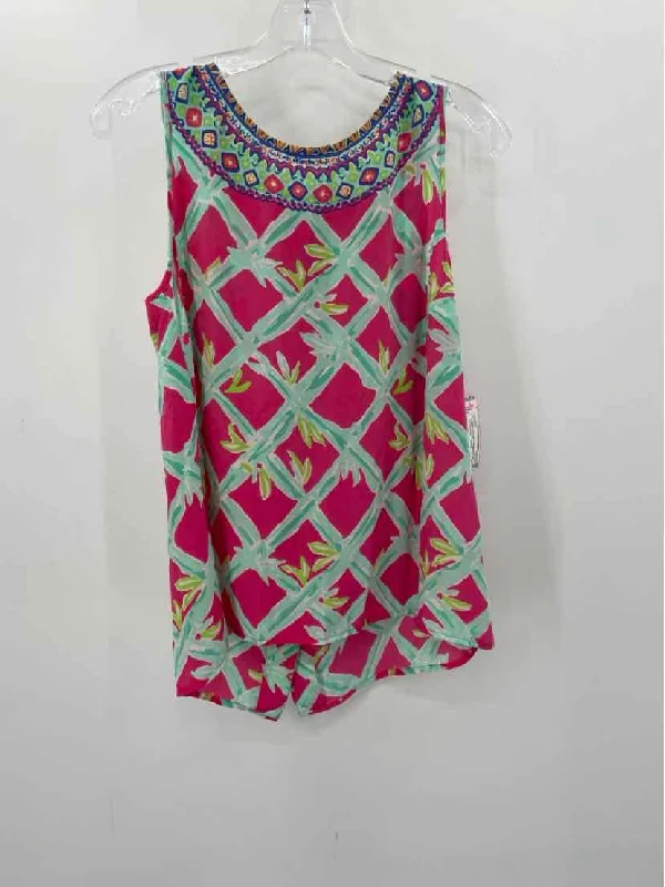 Pre-Owned Lilly Pulitzer Pink Size Medium Floral Tank Top yoga tank top