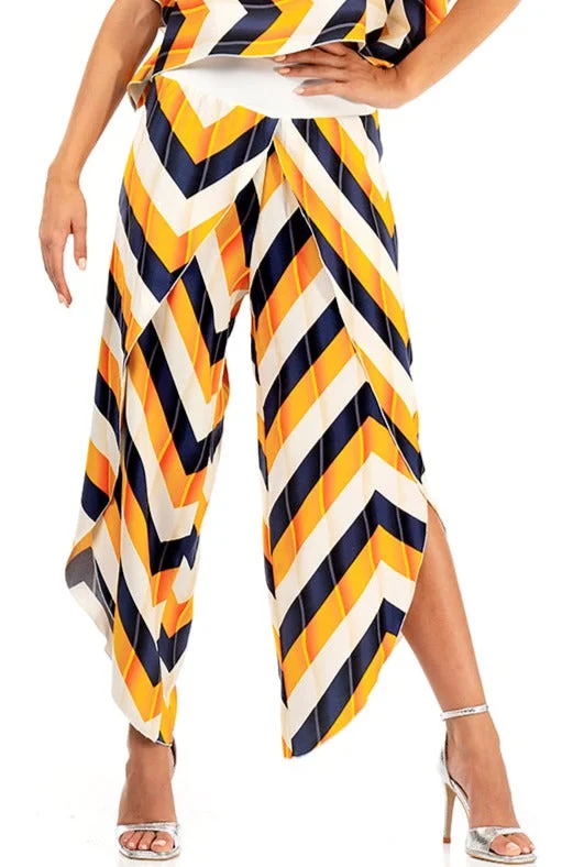 Zig-Zag Striped Wrap Tango Pants Casual Track Pants