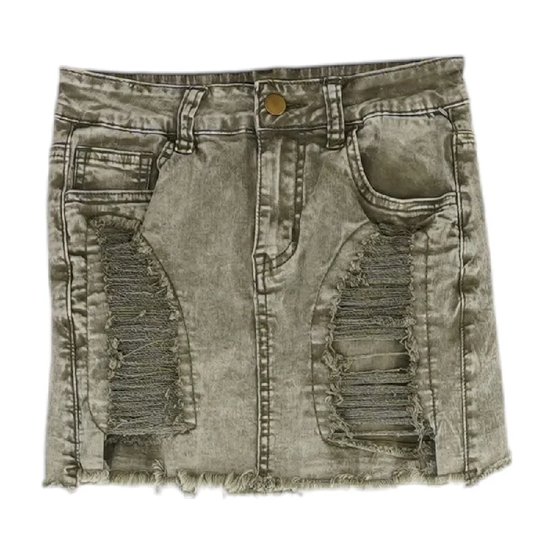 Green Solid Mini Skirt cotton skirt soft