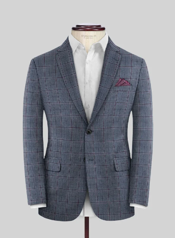 Reda Tropical Blue Checks Wool Jacket Lace Jacket Ribbed Jacket Sequined Jacket