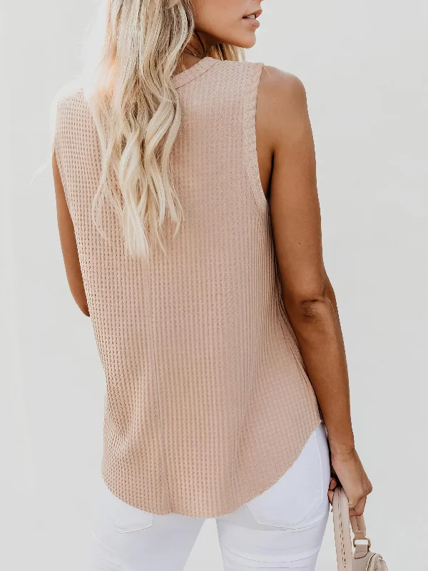 Ladies' Waffle Knit Tank navy tank top