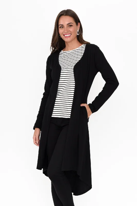 Byron Black Cotton Cardigan Fitted Slim Tailored
