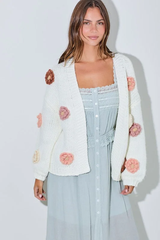 Fallen Daisy Oversized Knit Cardigan Boxy Cardigan Fitted Cardigan A-Line
