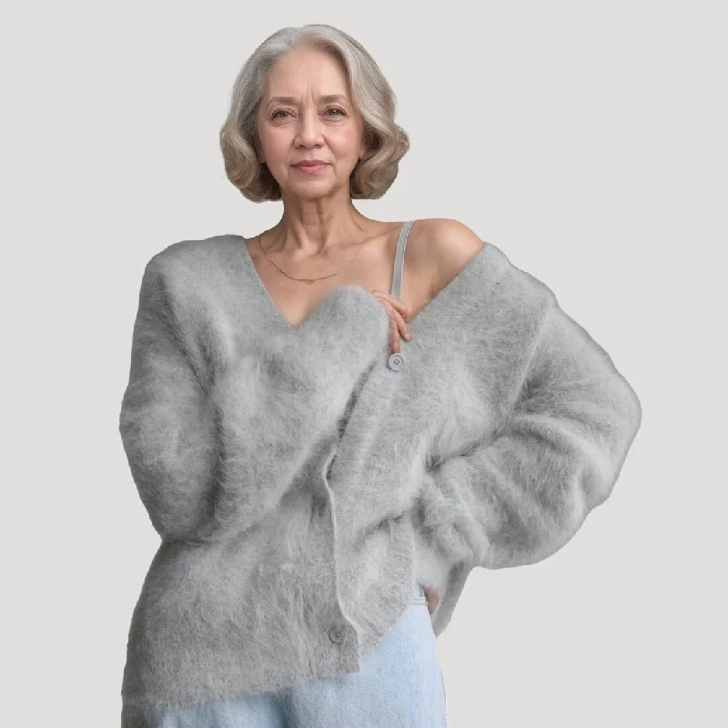 Fluffy cardigan Silk Blend Satin Velvet