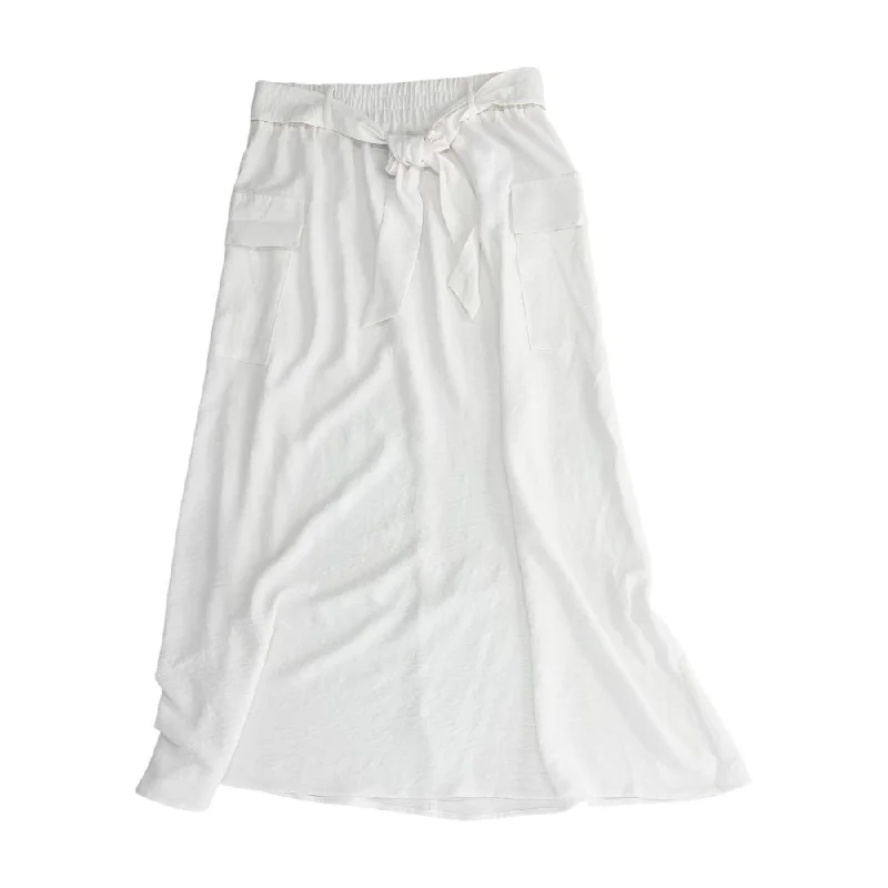 White Solid Maxi Skirt flowy skirt hem