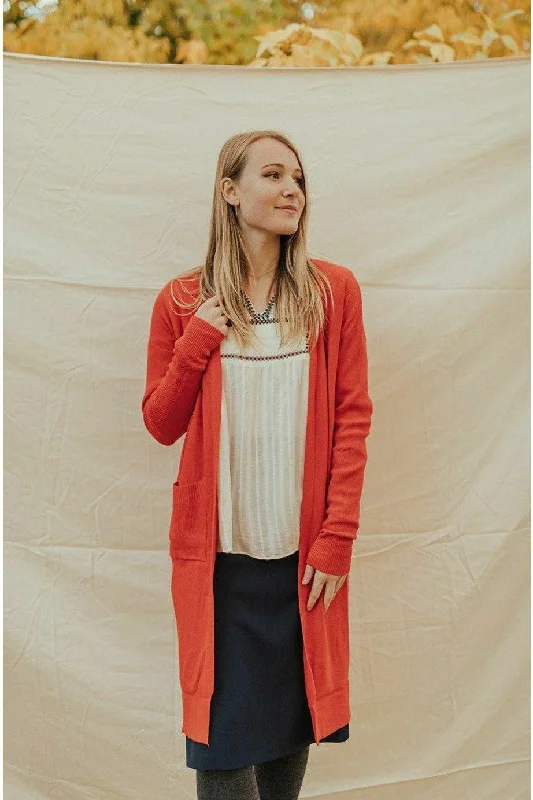 Cynthia Pocket Fit Cardigan Poppy Seamless Knitted Crochet
