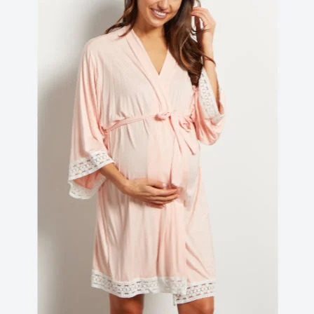 Lace-Paneled Three-Quarter Sleeve Lace-Up Cardigan Nursing Pajamas Wholesale Maternity Breastfeeding Dress Polka Dot Checkered Tartan Lace-Paneled Three-Quarter Sleeve Lace-Up Cardigan Nursing Pajamas Wholesale Maternity Breastfeeding Dress Polka Dot Checkered Tartan