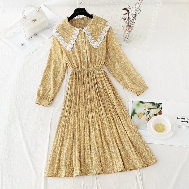 French tea break lace doll neck pleated fairy Chiffon Skirt 2262 wool skirt breathable French tea break lace doll neck pleated fairy Chiffon Skirt 2262 wool skirt breathable