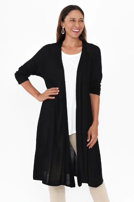Quatro Black Bamboo Cashmere Cardigan Jersey Fabric Tulle Fabric Batik Fabric
