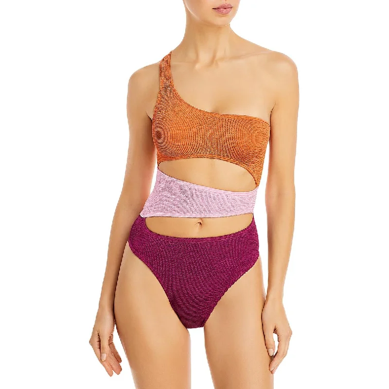 Bond-Eye Womens Rico Colorblock Cut-Out One-Piece Swimsuit Beach Ready Swimsuit