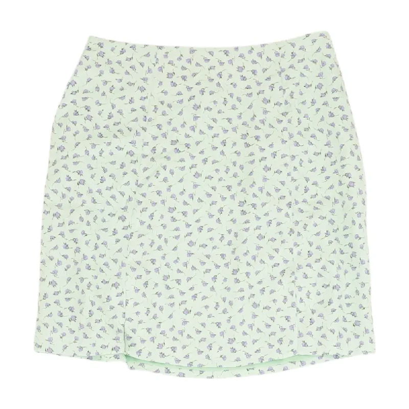 Green Floral Midi Skirt tiered skirt playful