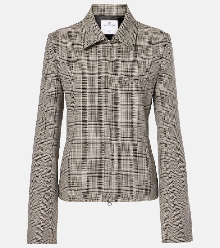Courr√É¬®ges Prince of Wales check wool-blend jacket Fleece Jacket Down Jacket Parka