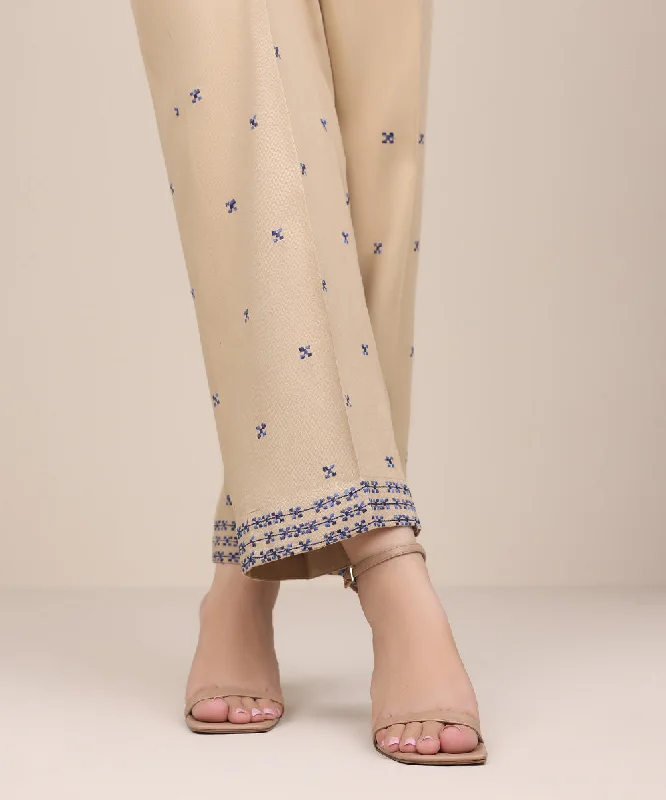 Embroidered Bedford Straight Pants Trendy Velvet Pants
