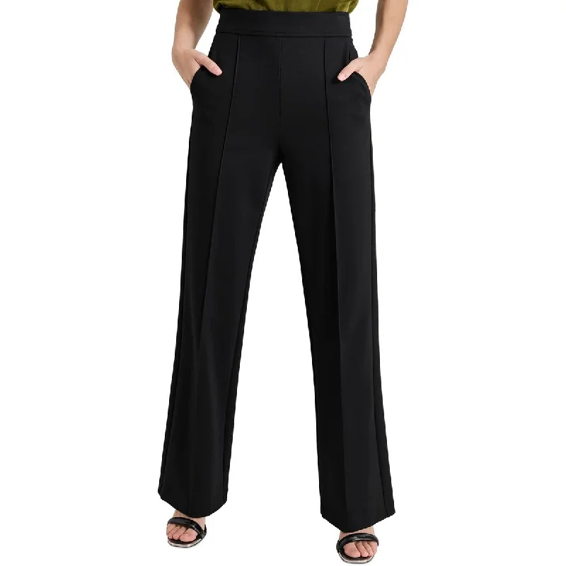 DKNY Womens Solid Rayon Wide Leg Pants Elegant Silk Pants