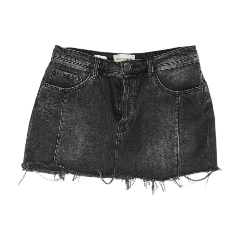 Black Solid Mini Skirt linen skirt light