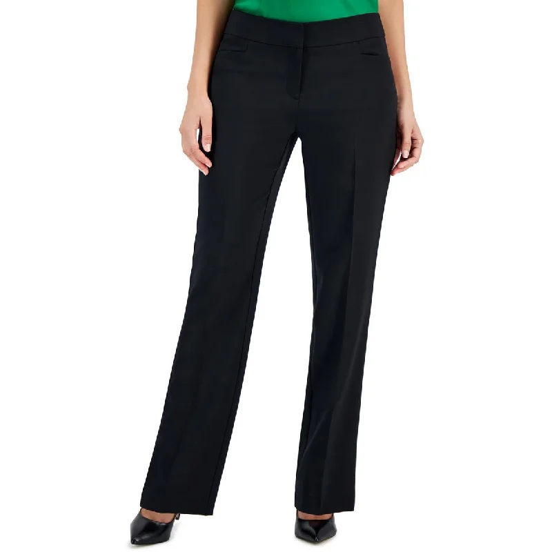 Kasper Womens Petites Pocket Crepe Straight Leg Pants Classic Stretch Pants