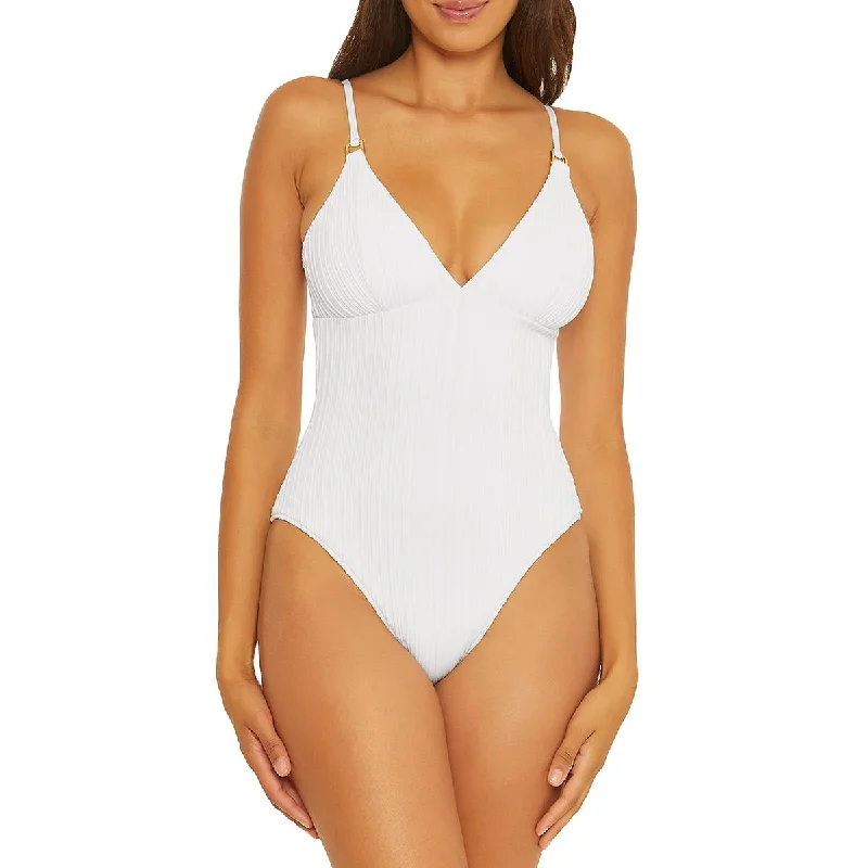 Becca by Rebecca Virtue Womens Moon Ridge Ribbed  One-Piece Swimsuit Sexy Monokini Swimsuit