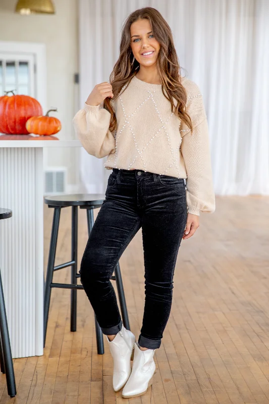 KanCan Black Corduroy Skinny Pants Comfortable Jogging Pants