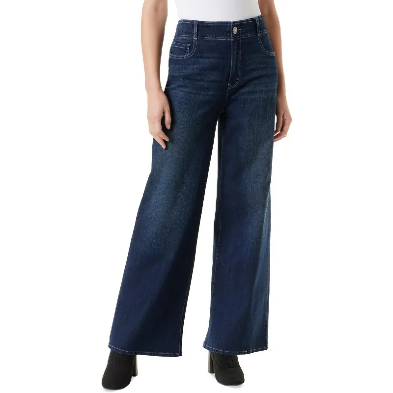 Gloria Vanderbilt Womens Pocket Denim Wide Leg Pants Comfortable Jogging Pants