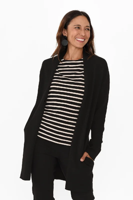 Aimer Black Button Cardigan Rayon Fabric Velvet Fabric Corduroy Fabric