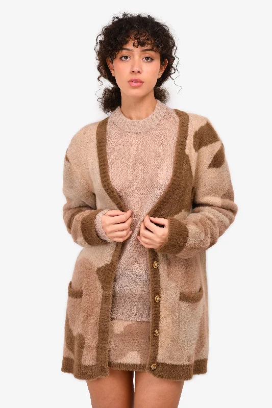 SER.O.YA Brown Knit Patterned Open Cardigan Size XL Boat Neck Shawl Collar Notched Collar SER.O.YA Brown Knit Patterned Open Cardigan Size XL Boat Neck Shawl Collar Notched Collar