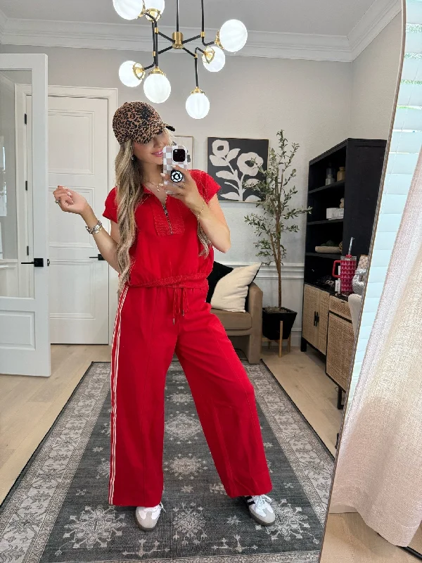 Red Contrast Athletic Pants - FINAL SALE Comfortable Jogging Pants