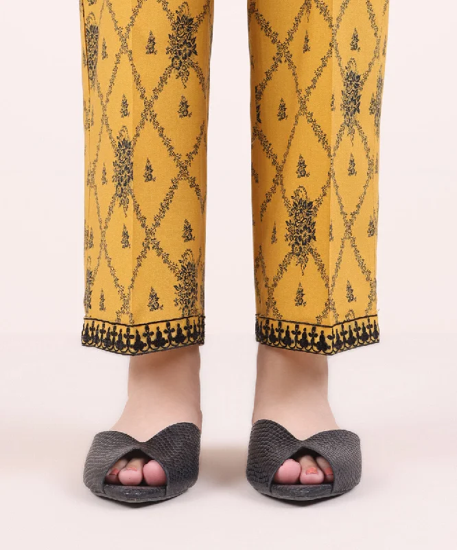 Embroidered Cambric Straight Pants Comfortable Jogger Trousers