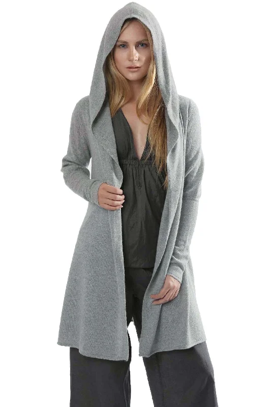 Long Cashmere Cardigan in silver grey - Hooded Long Cardigan Short Cardigan Medium Cardigan Long Cashmere Cardigan in silver grey - Hooded Long Cardigan Short Cardigan Medium Cardigan