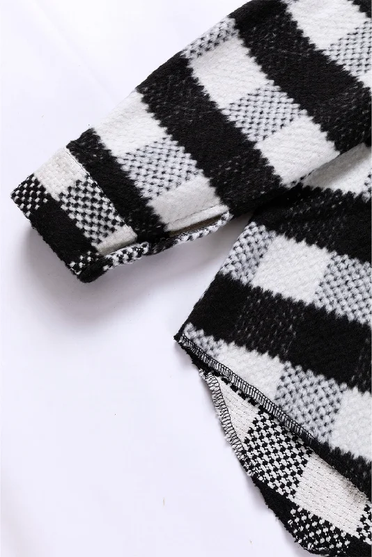 Black and White Check Jacket Print Jacket Jacquard Jacket Patchwork Jacket