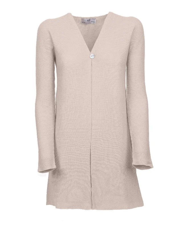 Women's Cashmere Links Stitch Duster Cardigan Beige Anti-Pilling Anti-Shrink Durable