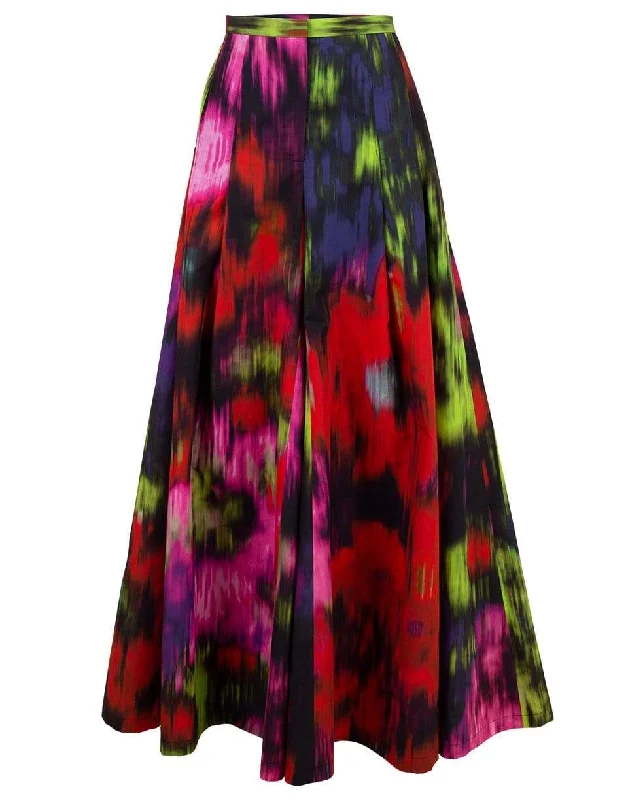 Superbloom Floral Wide Leg Pleated Palazzo Pant Comfortable Denim Trousers