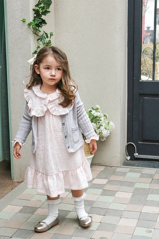 Gracia Girls Cardigan Real Fur Shearling Chenille