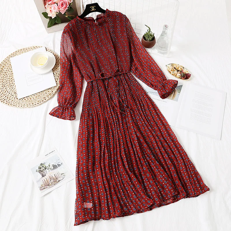 Long Pleated Chiffon, loose and thin, knee length skirt, super Fairy  2153 wool skirt thick
