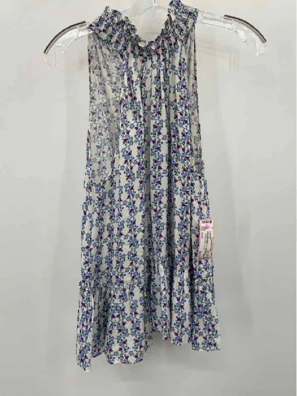 Pre-Owned Paloma Blue White Size Small Floral Tank Top breathable tank top