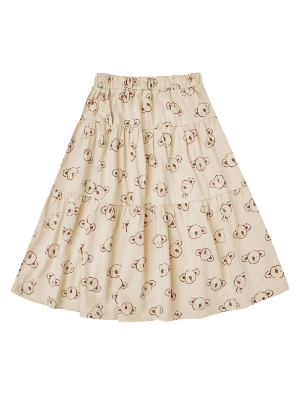 Rylee & Cru Tiered Midi Skirt, Koalas button skirt front