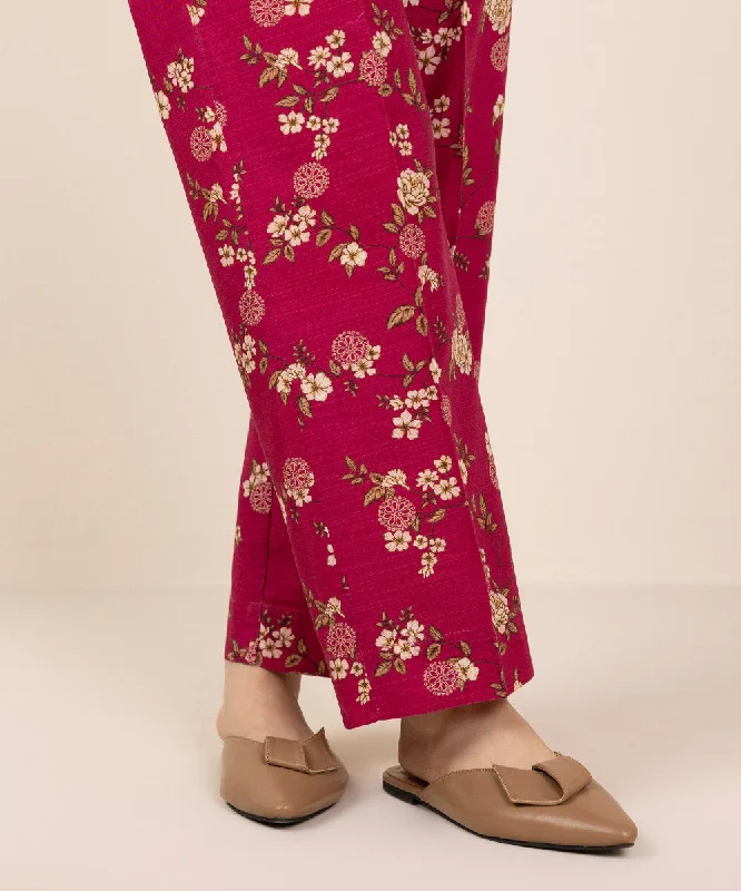 Printed Khaddar Straight Pants Cozy Lounge Pants