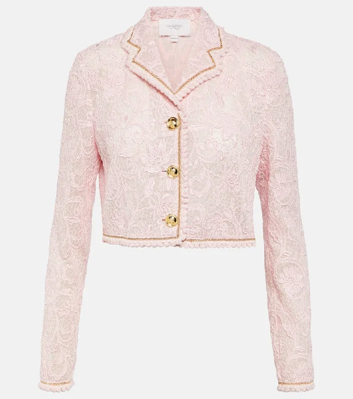 Giambattista Valli Cropped lace jacket Ribbed Jacket Pleated Jacket Ruffled Jacket