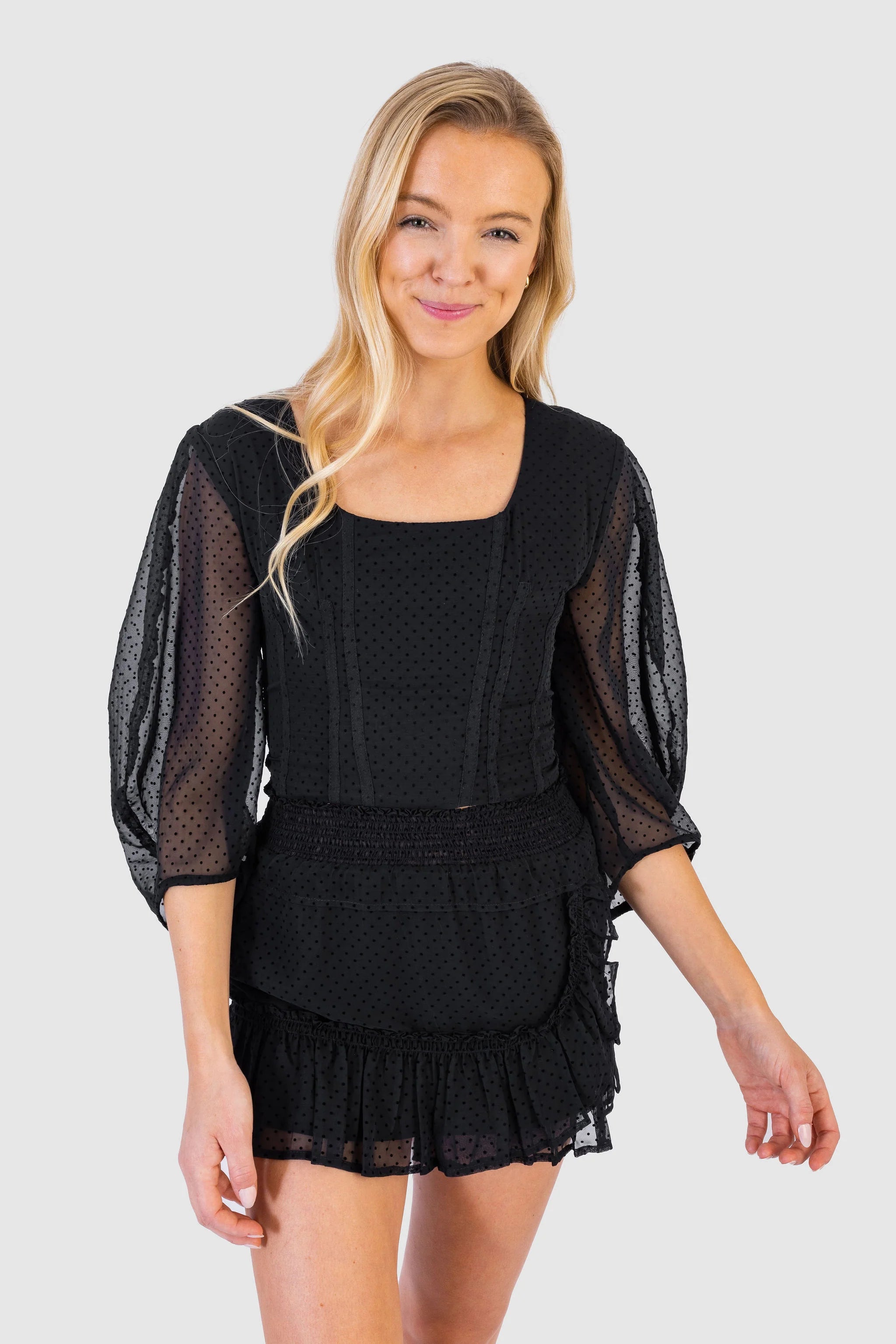 Genna Skirt Swiss Black Dot wool skirt breathable