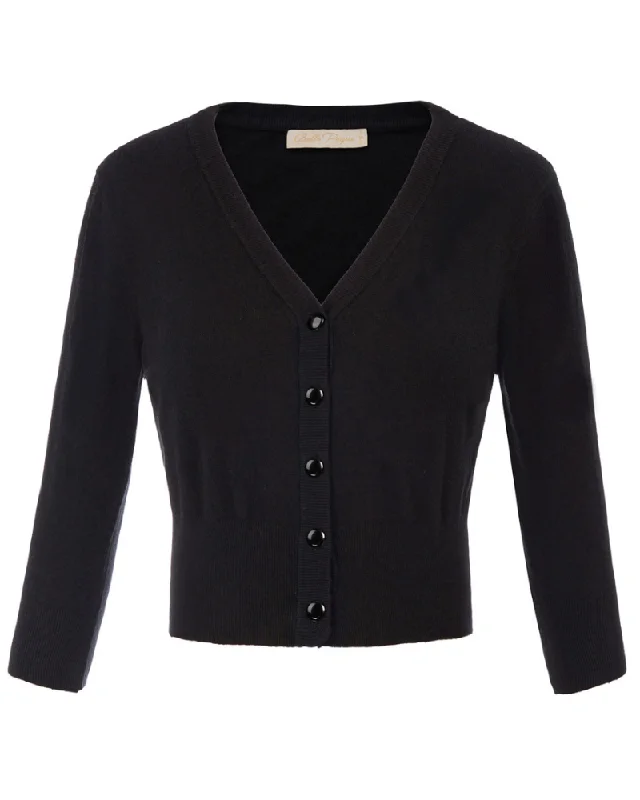 Cropped Cardigan 3/4 Sleeve V-Neck Button-up Sweater Knitwear Nylon Fabric Polyester Fabric Spandex Fabric Cropped Cardigan 3/4 Sleeve V-Neck Button-up Sweater Knitwear Nylon Fabric Polyester Fabric Spandex Fabric