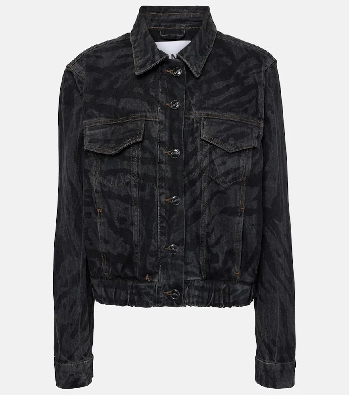 Ganni Printed denim jacket Denim Jacket Leather Jacket Suede Jacket